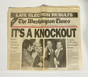Washington Times Newspaper Nov 9 1994 Election Results Republican Revolution